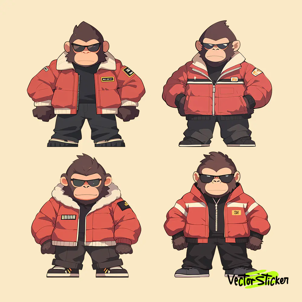 Stylish Gorilla With Red