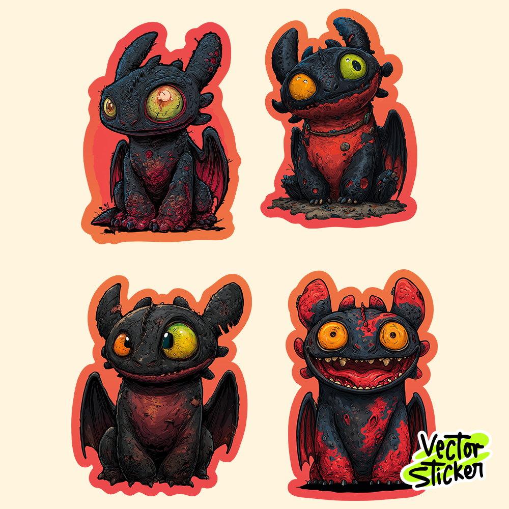 Cute Scary Toothless Dragon Sticker