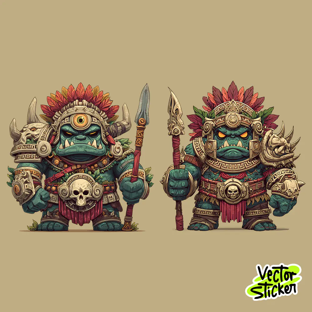 Cyclops Orc Warrior Sticker Pack – Fantasy RPG & DnD Vector Art