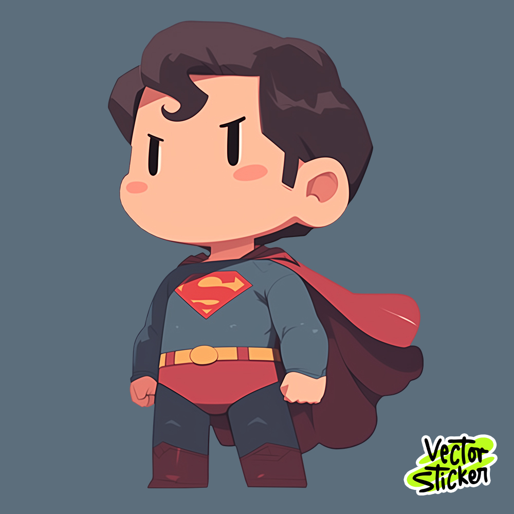 Chibi Cartoon Superman Sticker Design