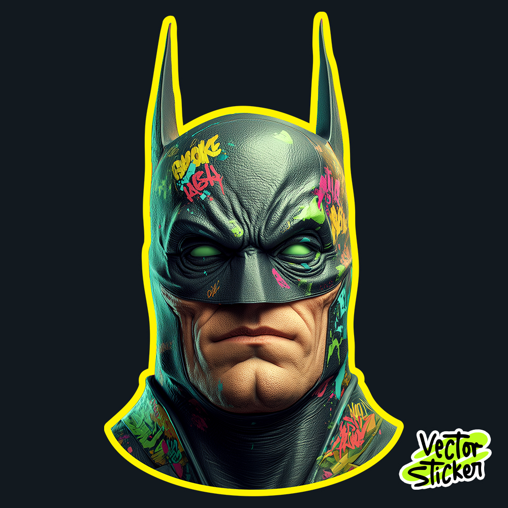 Neon Graffiti Superhero Character Batman Sticker