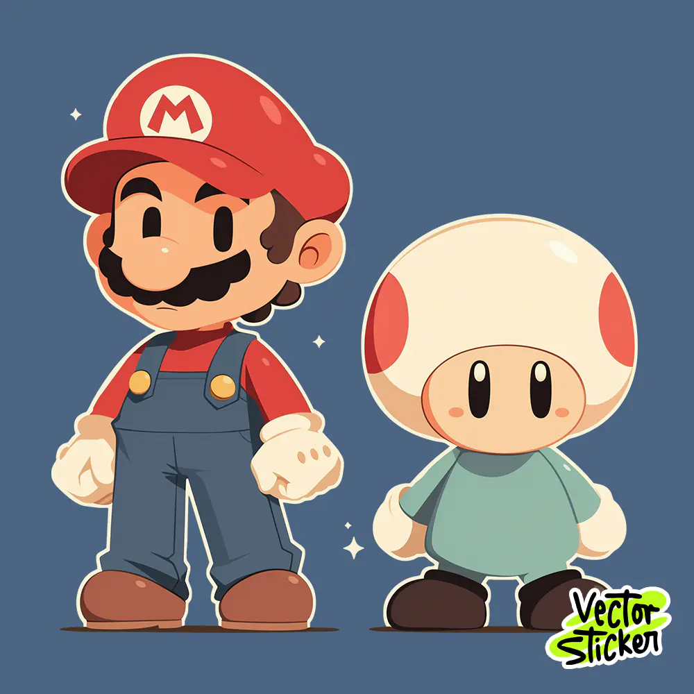 Free Cartoon Game Character Sticker Pack PNG – Cute Retro Duo Vector Design
