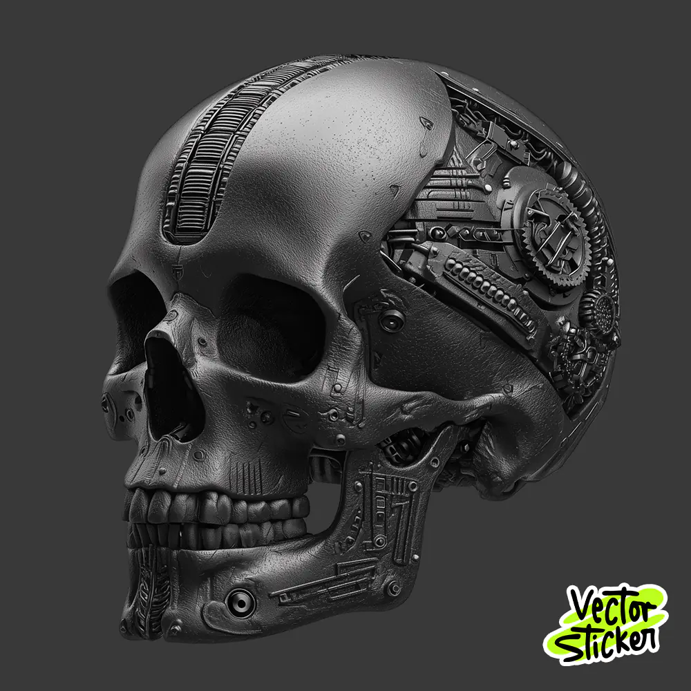 Free T Shirt Design – Futuristic Mechanical Skull Artwork