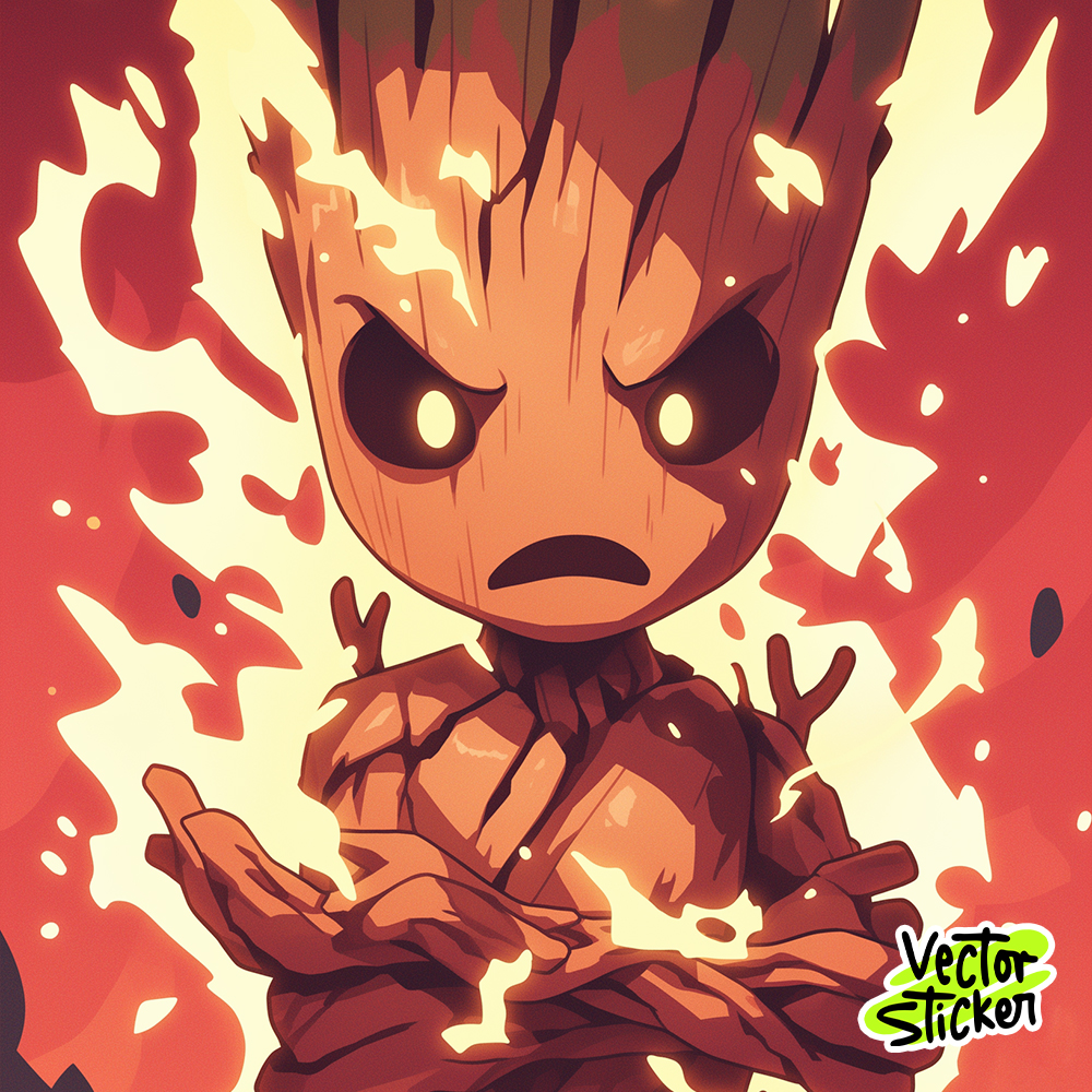 Marvel Character Young Groot Illustration Wallpaper