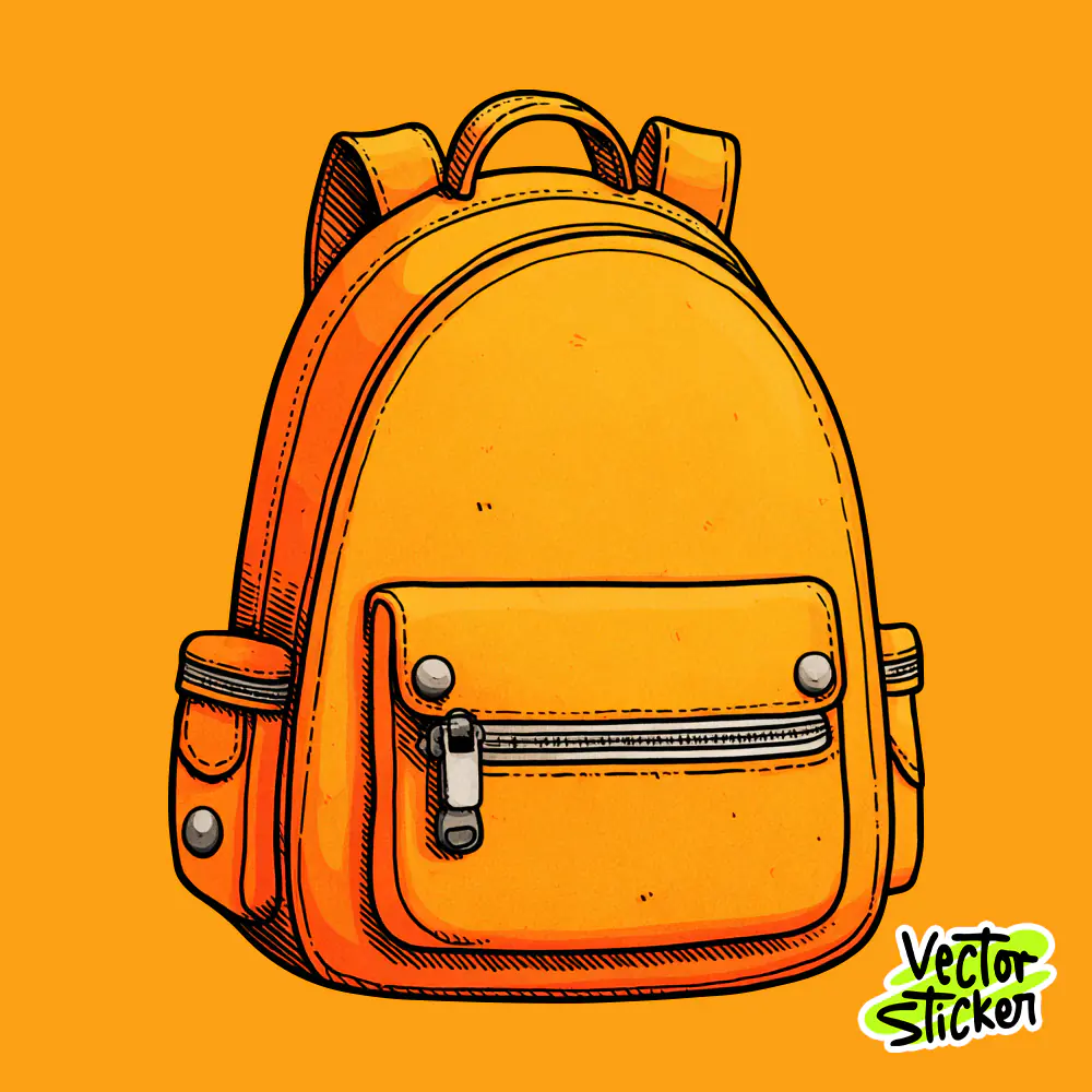 Yellow School Bag Sticker Bright Hand-Drawn Free PNG | VectorSticker