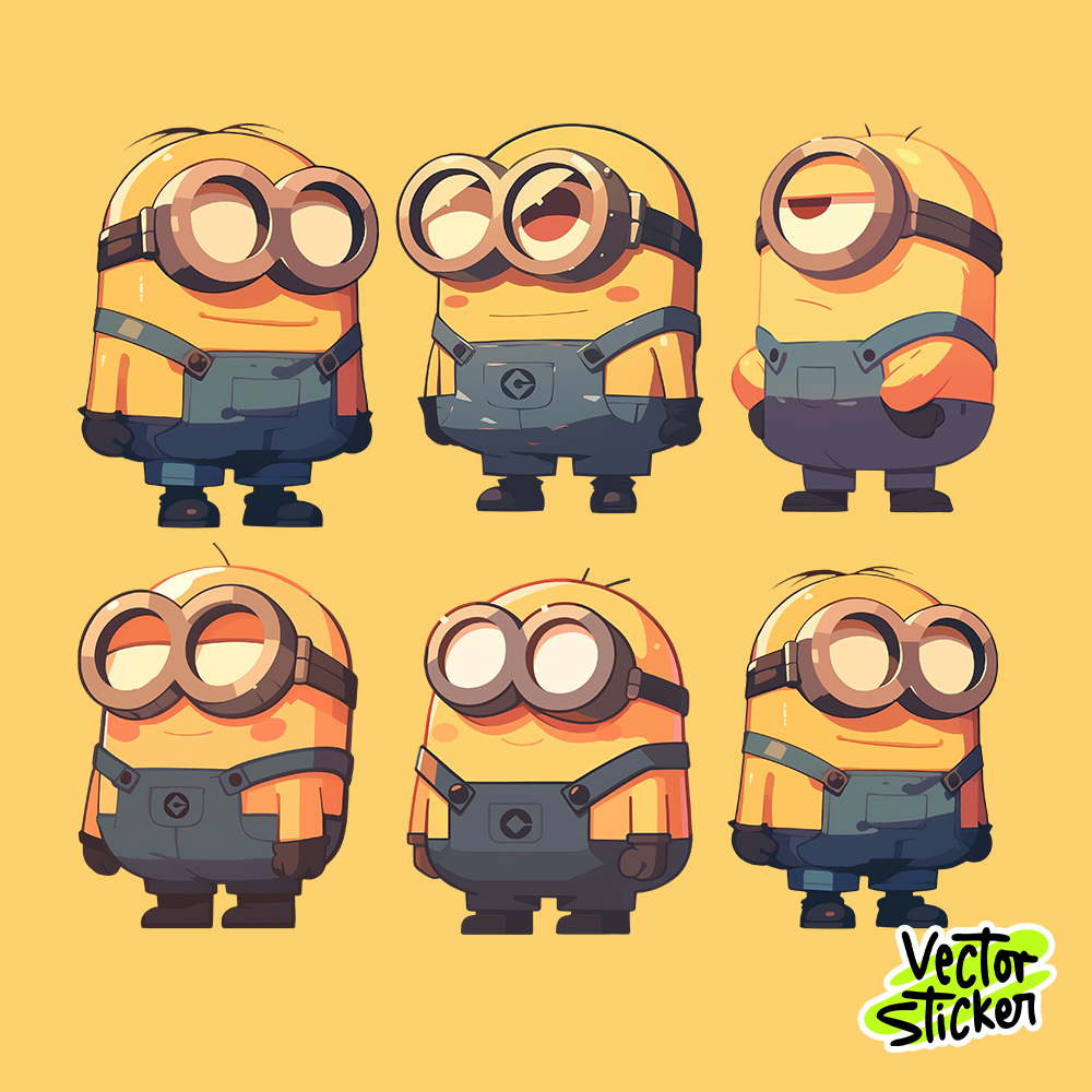 Cute Minions Sticker Pack - Cartoon Style