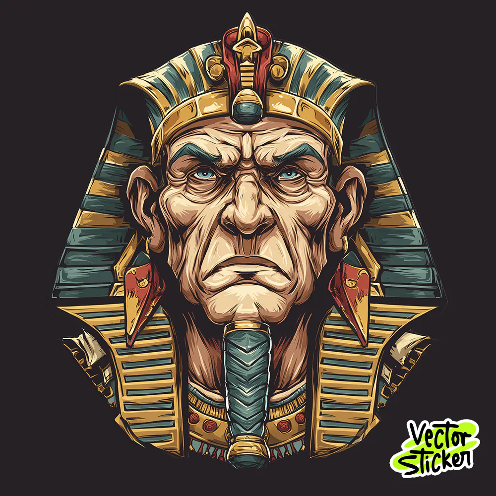 Egyptian Pharaoh Illustration – Ancient King Sticker Art