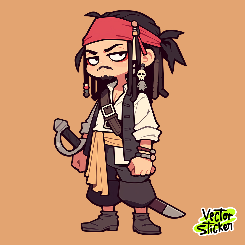 Cute Jack Sparrow – Cartoon Pirate Sticker Design
