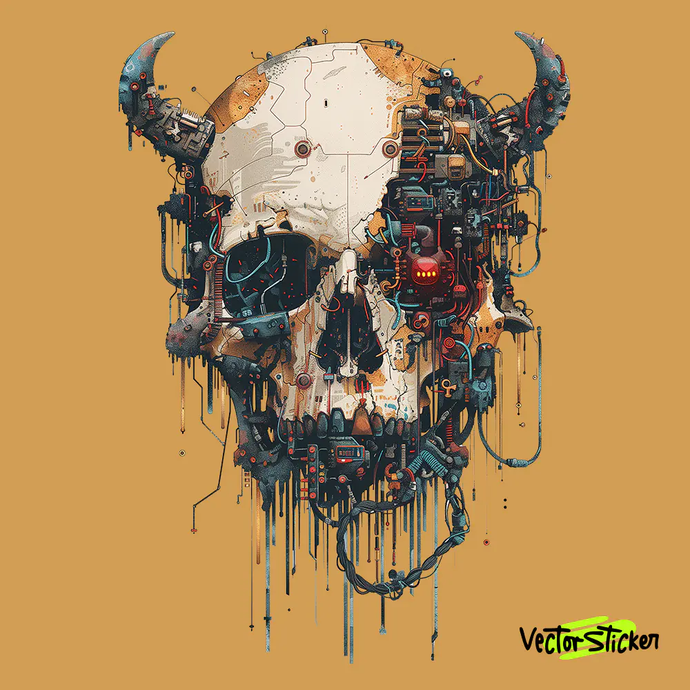 Cyber Skull With Horn