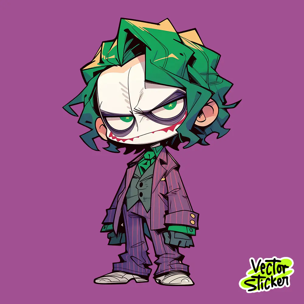 Edgy Chibi Joker Mercenary Sticker Free PNG | VectorSticker