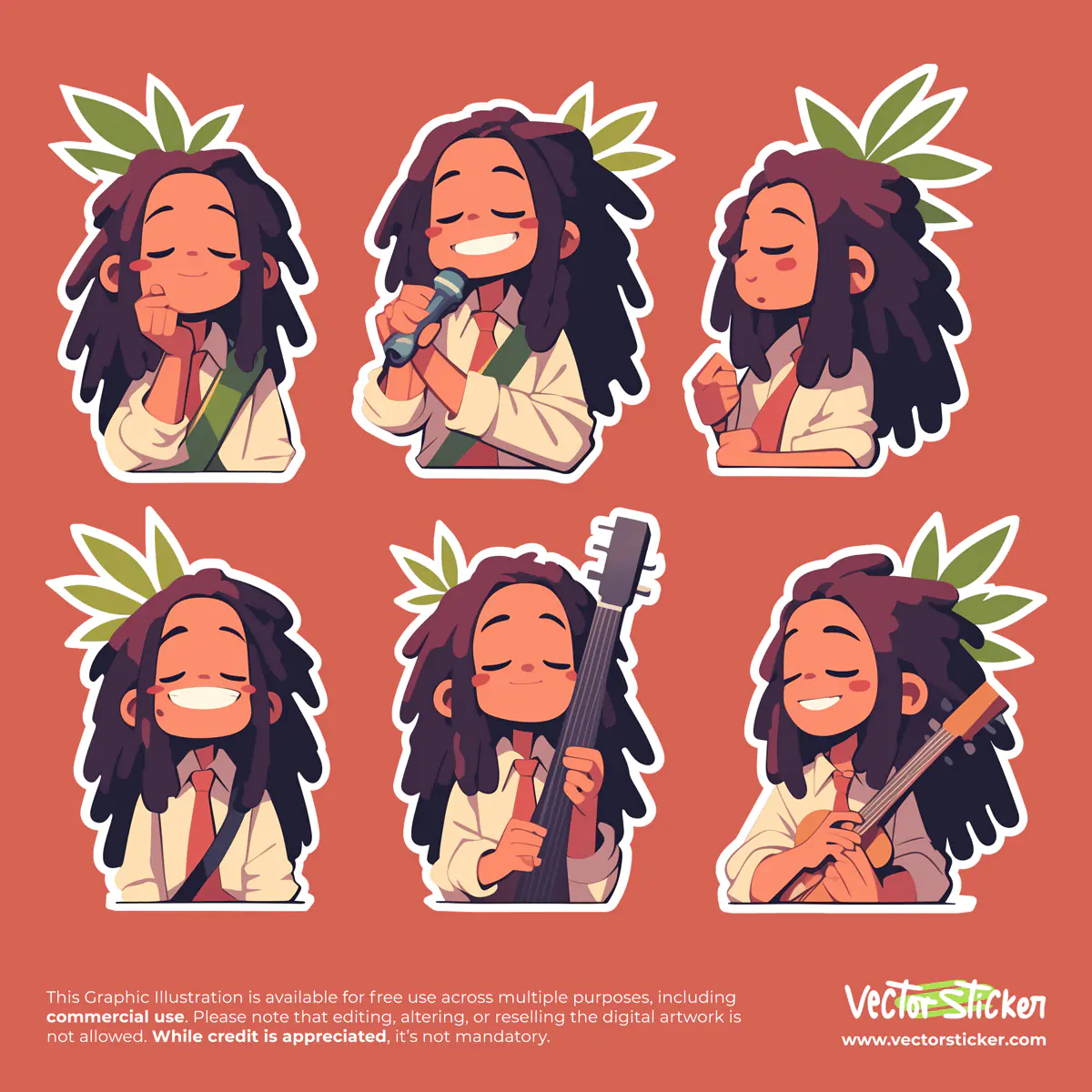 Raggae Man character Sticker Pack 2