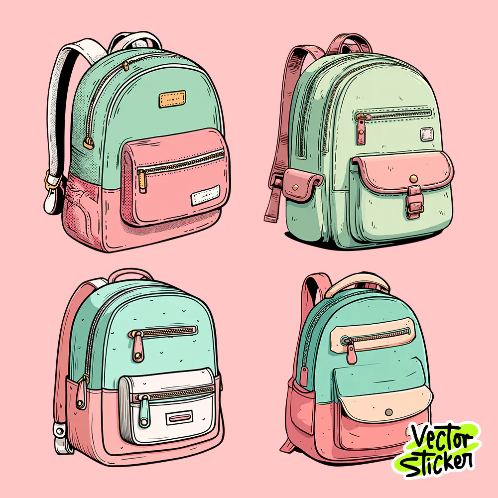 Pastel colors School Backpack Pack – Cute Kids Sticker Set