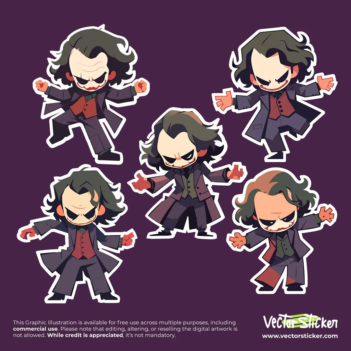 Dark Knight Joker Vector Sticker Pack