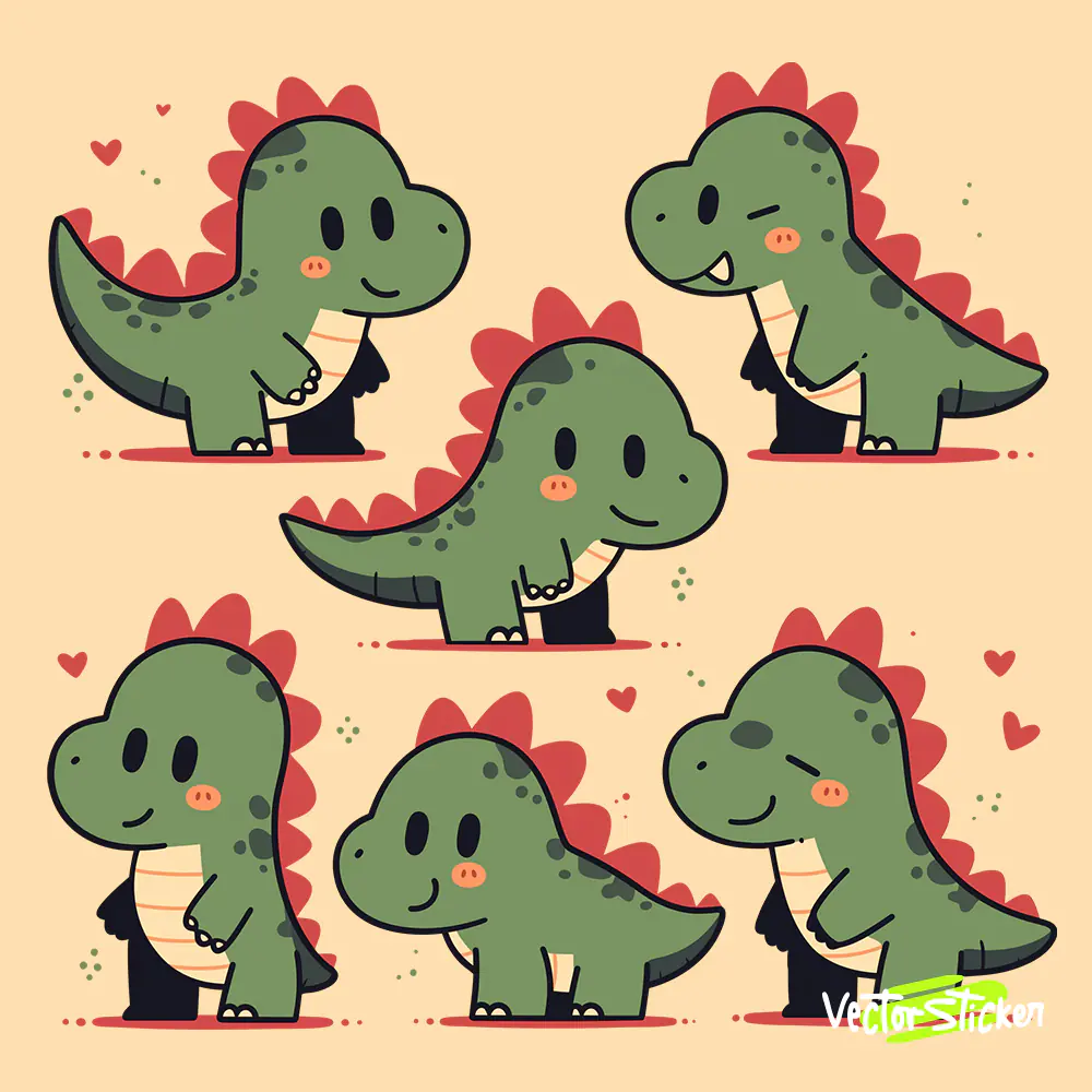 Cute Green and Red Dinosaur