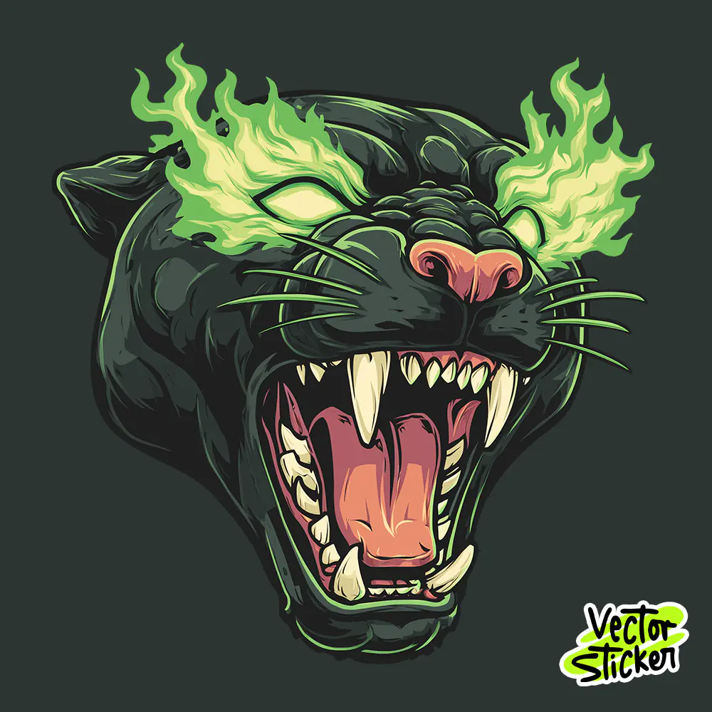Black Panther T Shirt Vintage Flame Illustration Design
