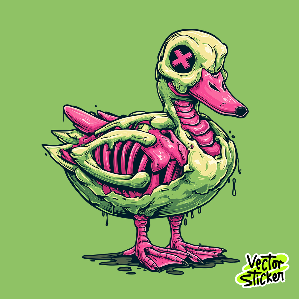Graffiti Street Art Style Skeleton Duck