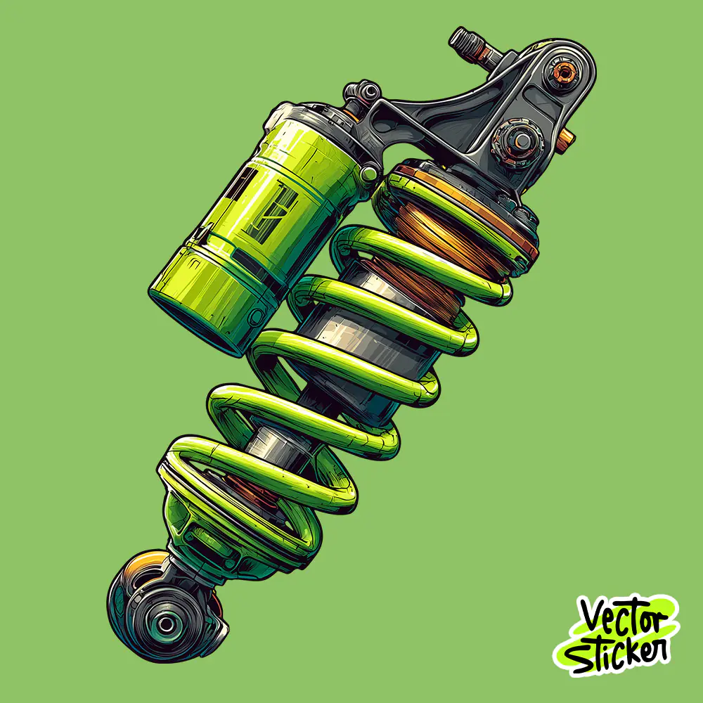 Performance Shock Absorber Sticker Green Silver Style Free PNG | VectorSticker