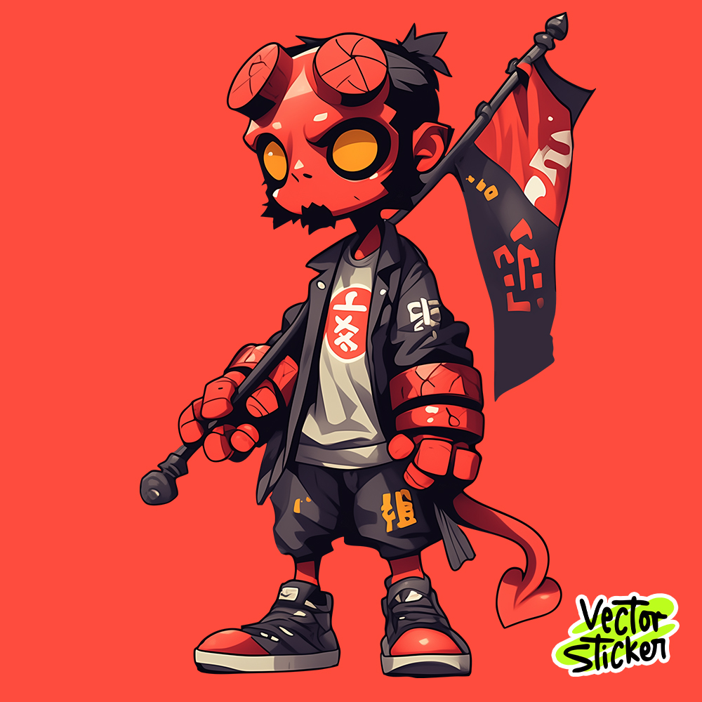 Hell Boy - Japanese Cartoon Style in Red and Black