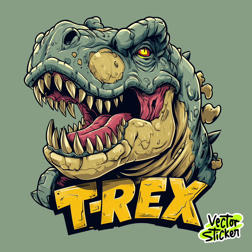 Head of T-Rex - Vintage Comic Style