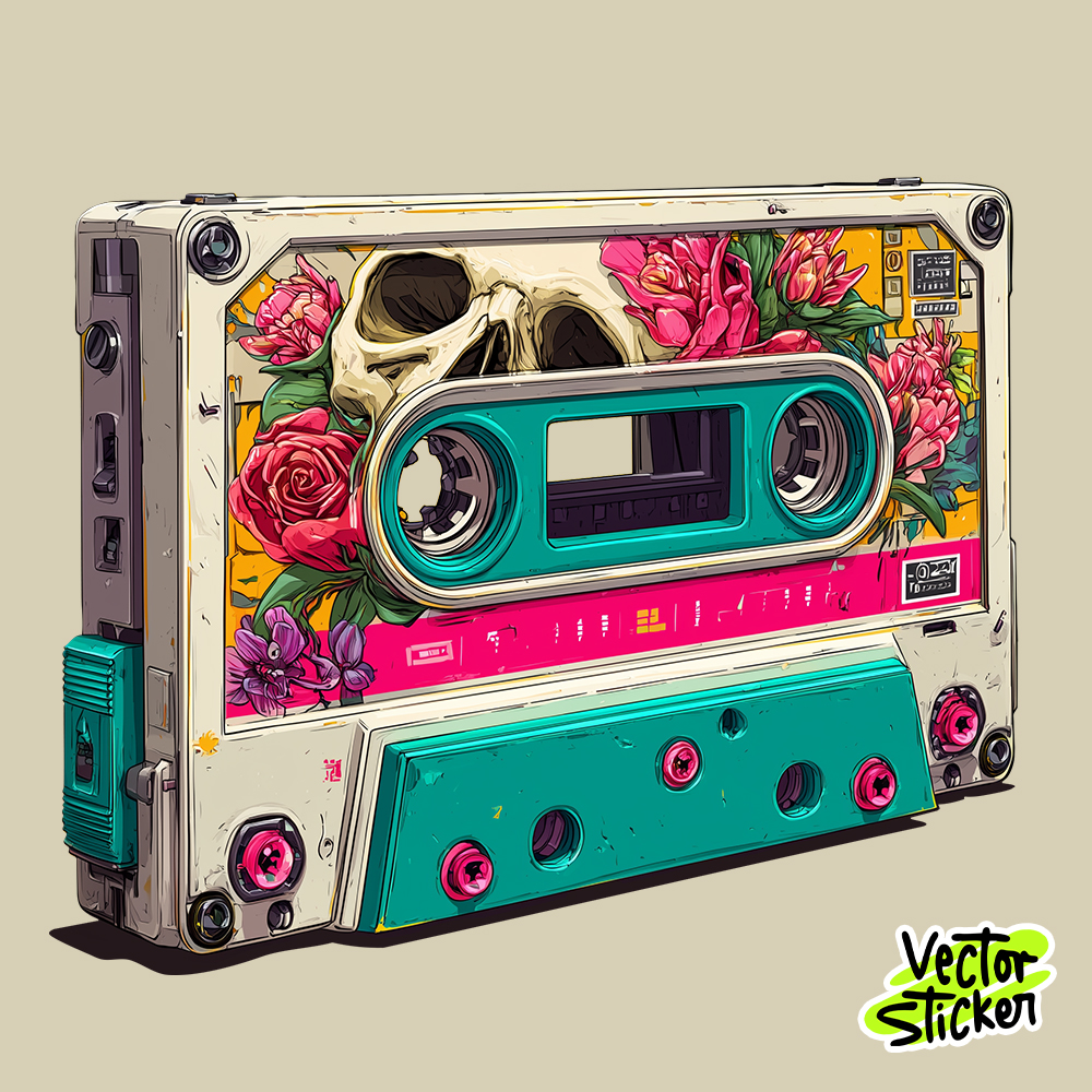 Vintage Skull Cassette Tape Design
