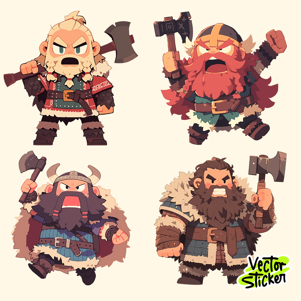 Chibi Cute Viking Sticker Pack