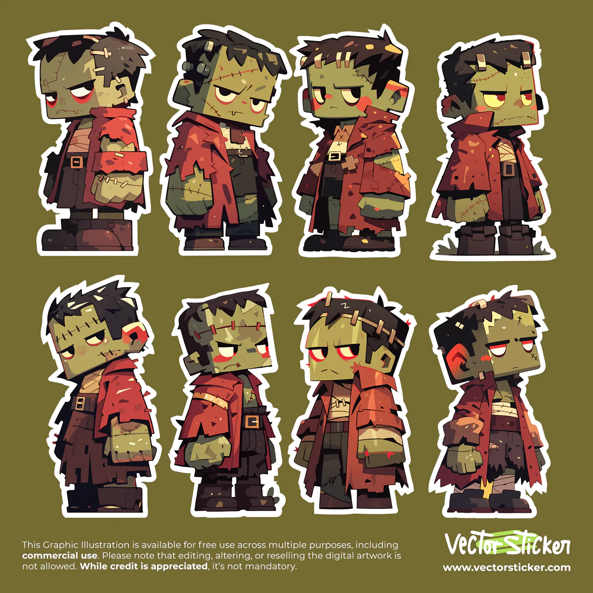 Frankenstein Character Sticker Pack