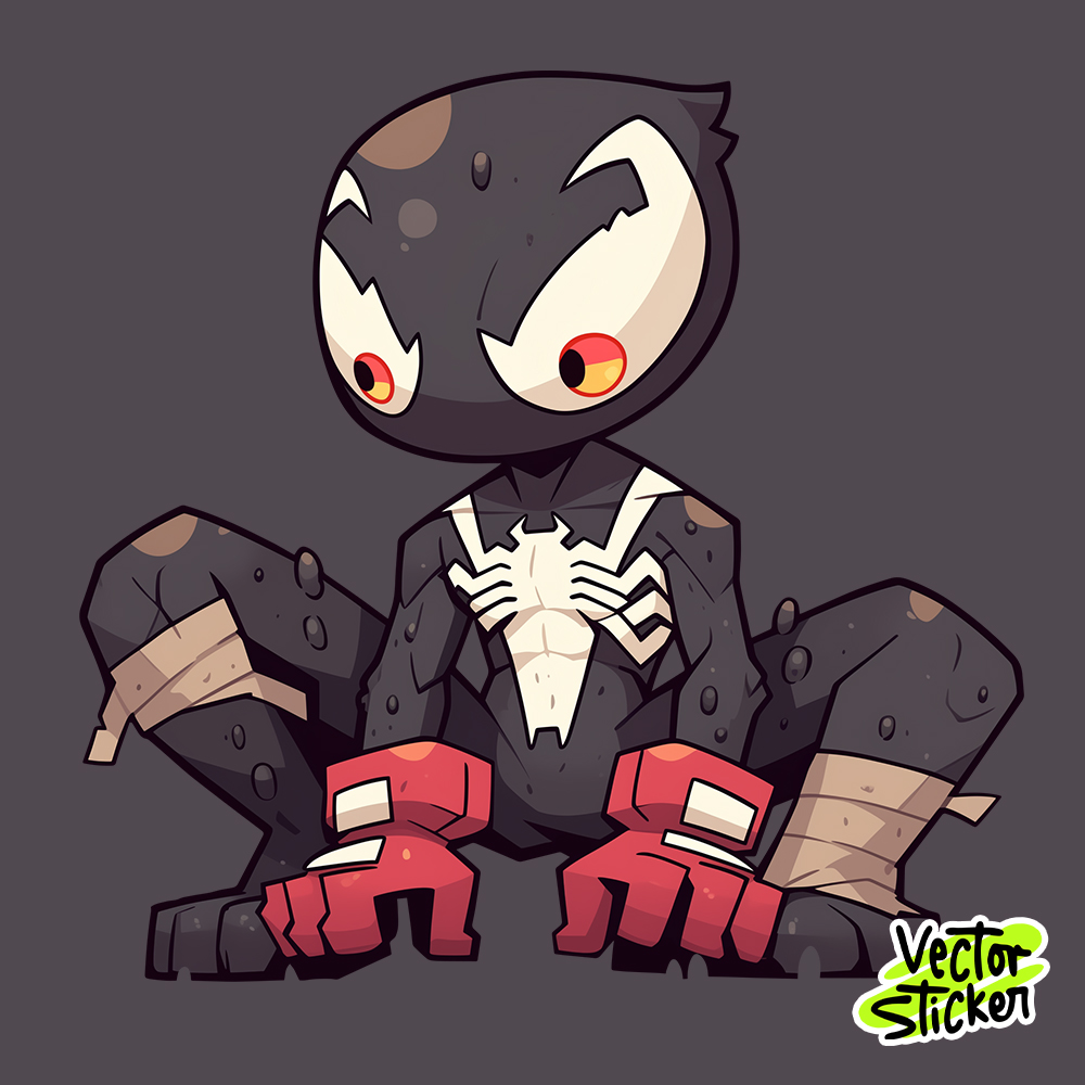 Chibi Cartoon Black Venom Sticker Design