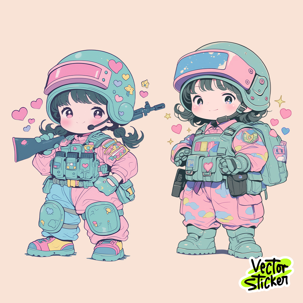Cute Baby-Style PUBG Gamer Girl Stickers