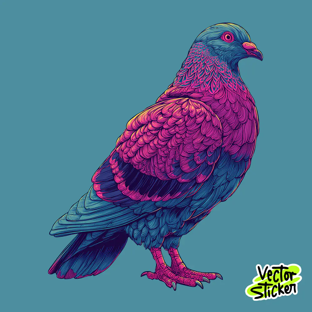 Stylized Pigeon Illustration Sticker Design