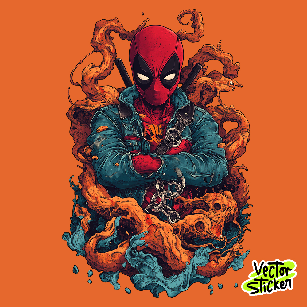 Deadpool Inspired Illustration Sticker