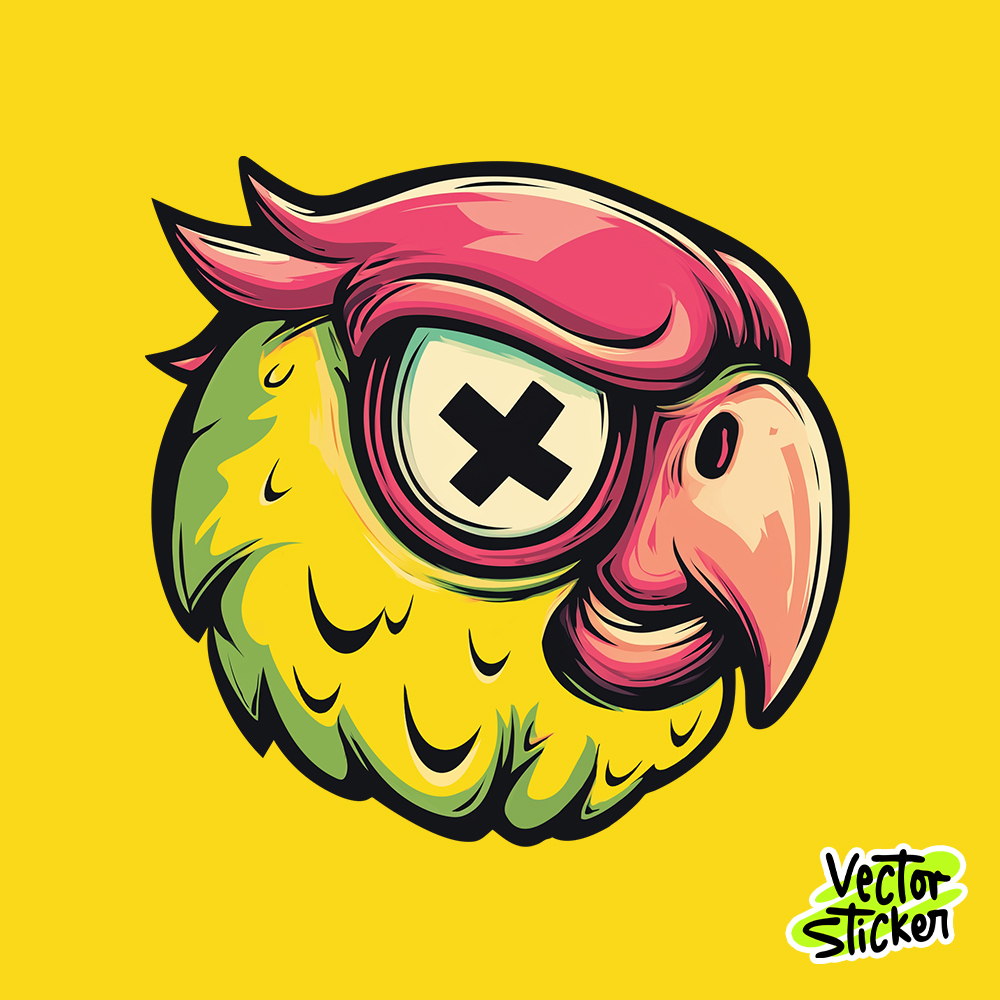 A Colorful Cute  Parrot Head Sticker