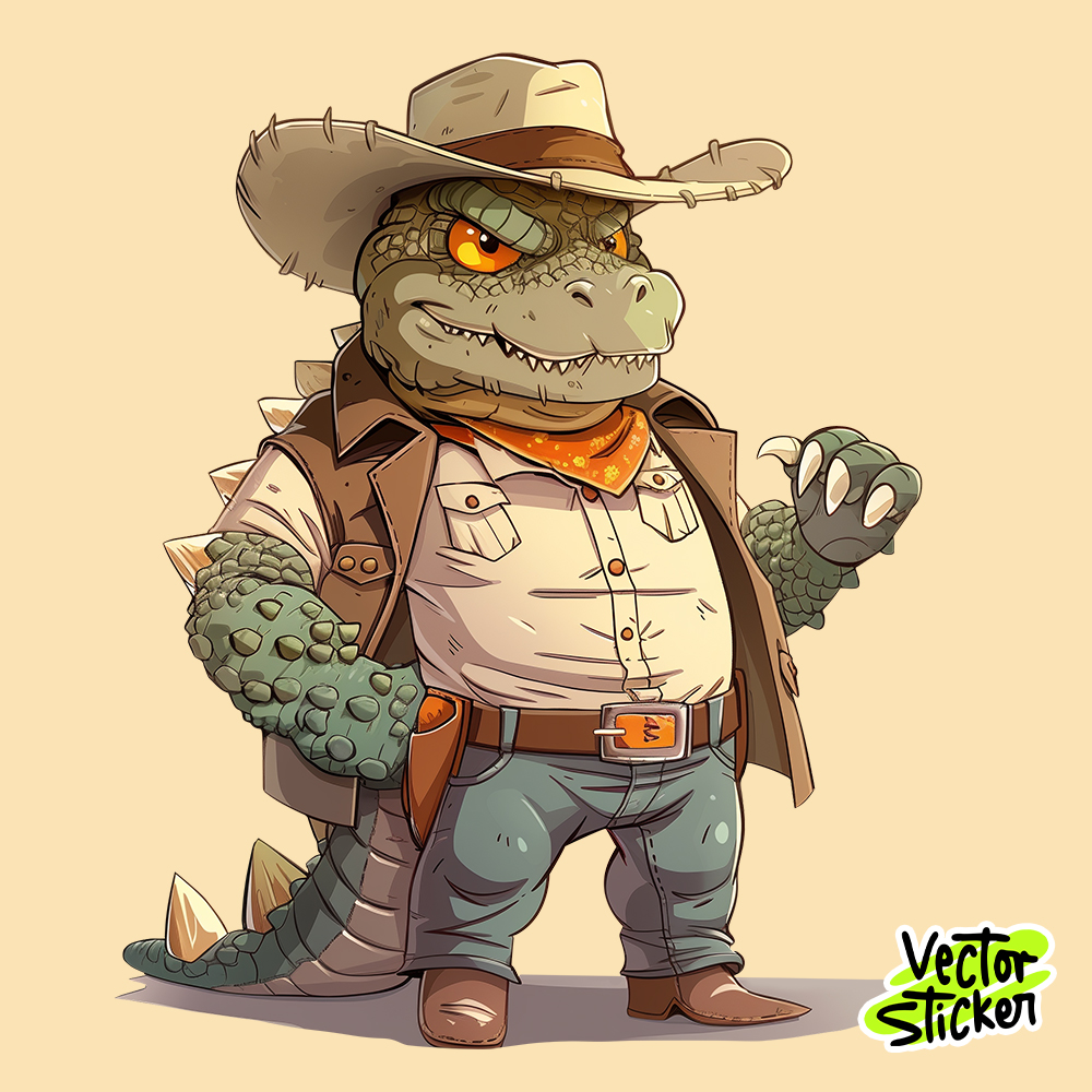 Cowboy Style Crocodile - Cartoon Character