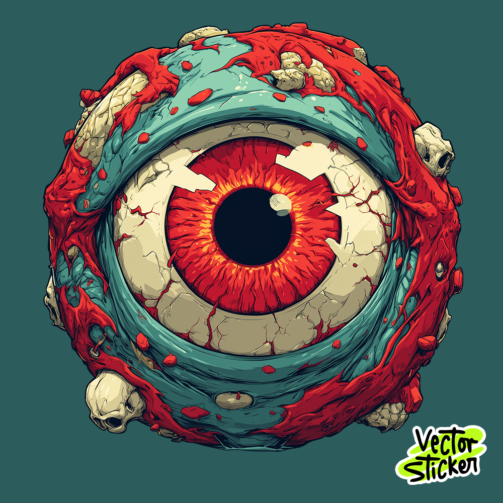 Demon Eyeball Cartoon Illustration Sticker