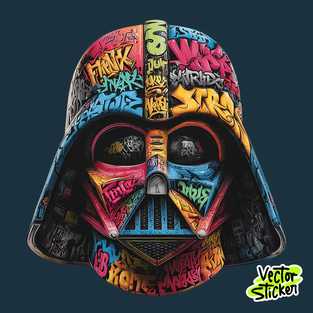 Graffiti Dark Helmet T Shirt Design | Free Urban PNG Sticker