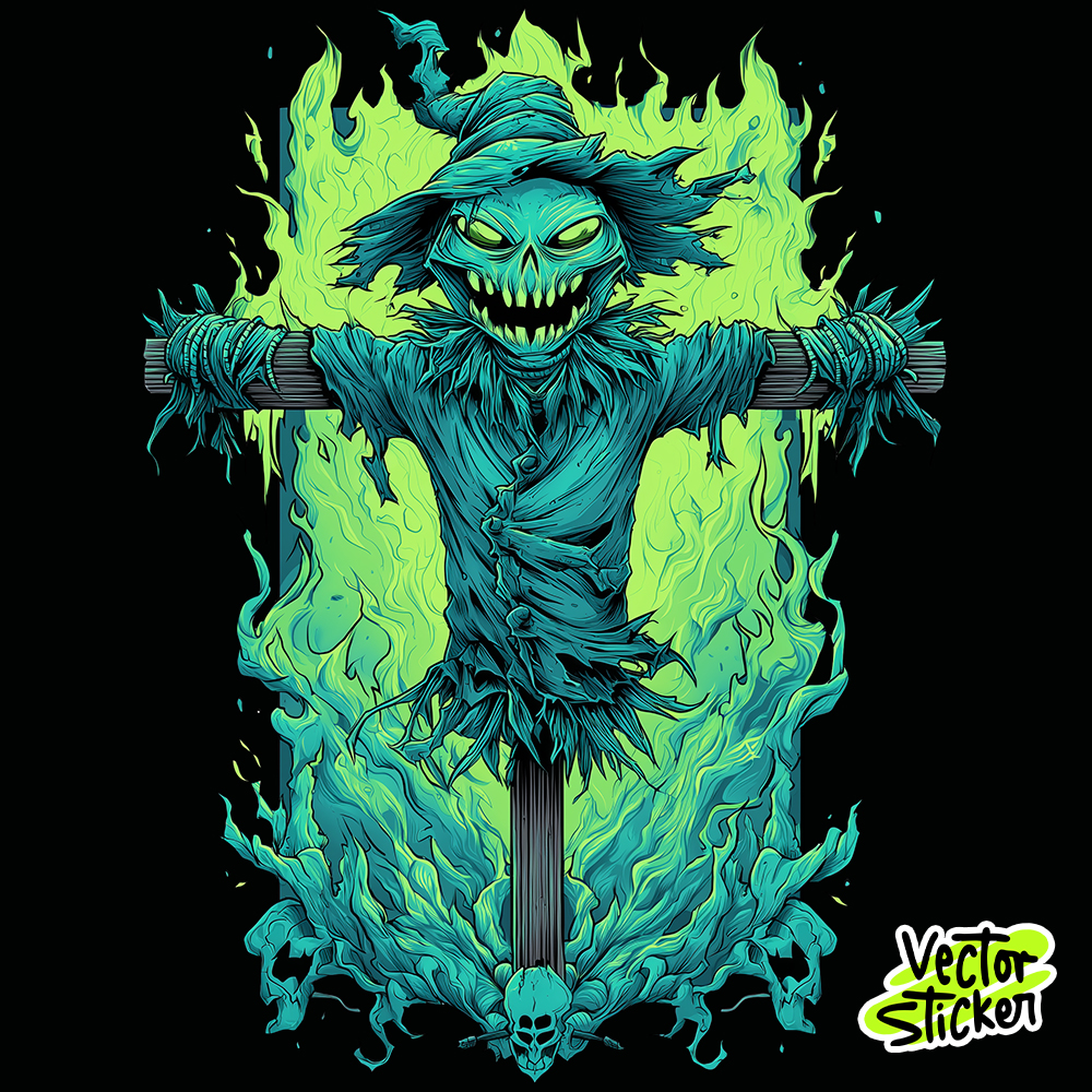 Halloween Evil Scarecrow Sticker Design