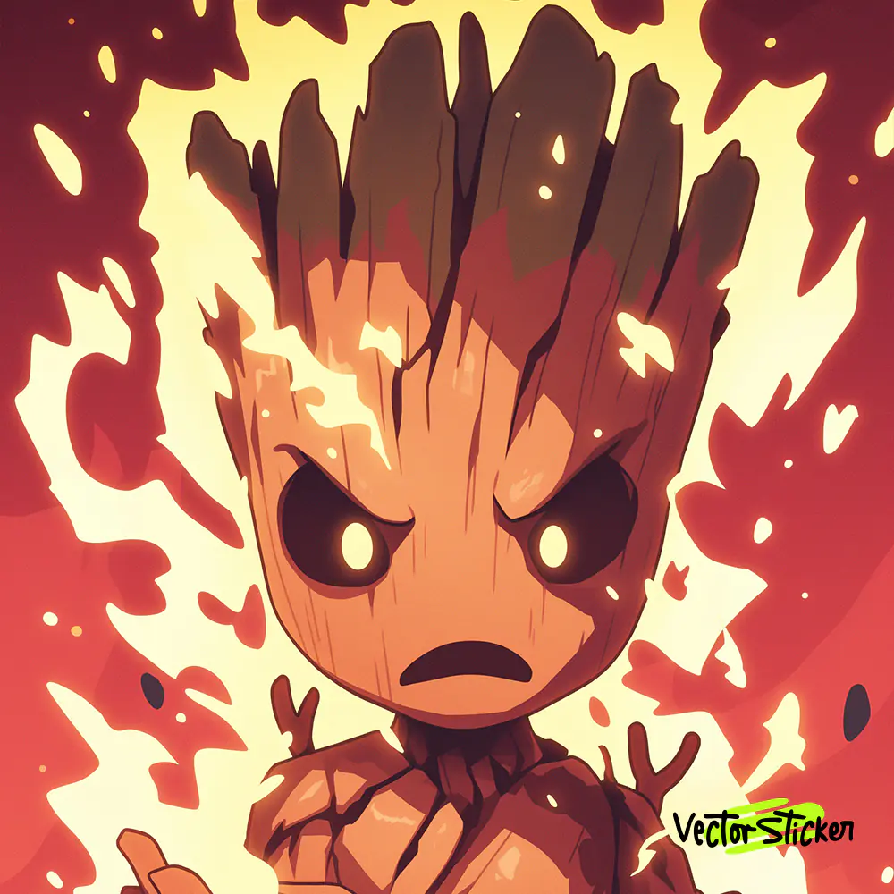 Red Baby Groot Illustration