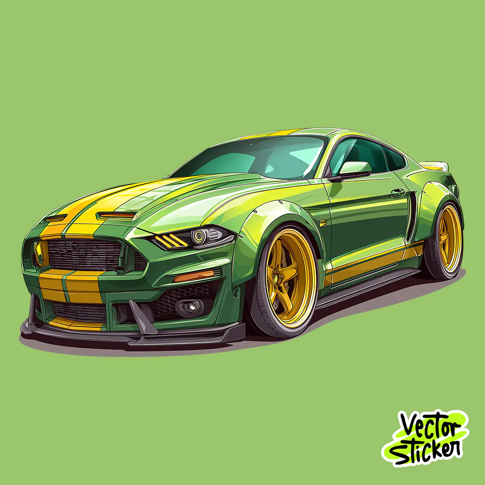 Free Muscle Car T-Shirt Design – Cartoon Racing Car Illustration PNG