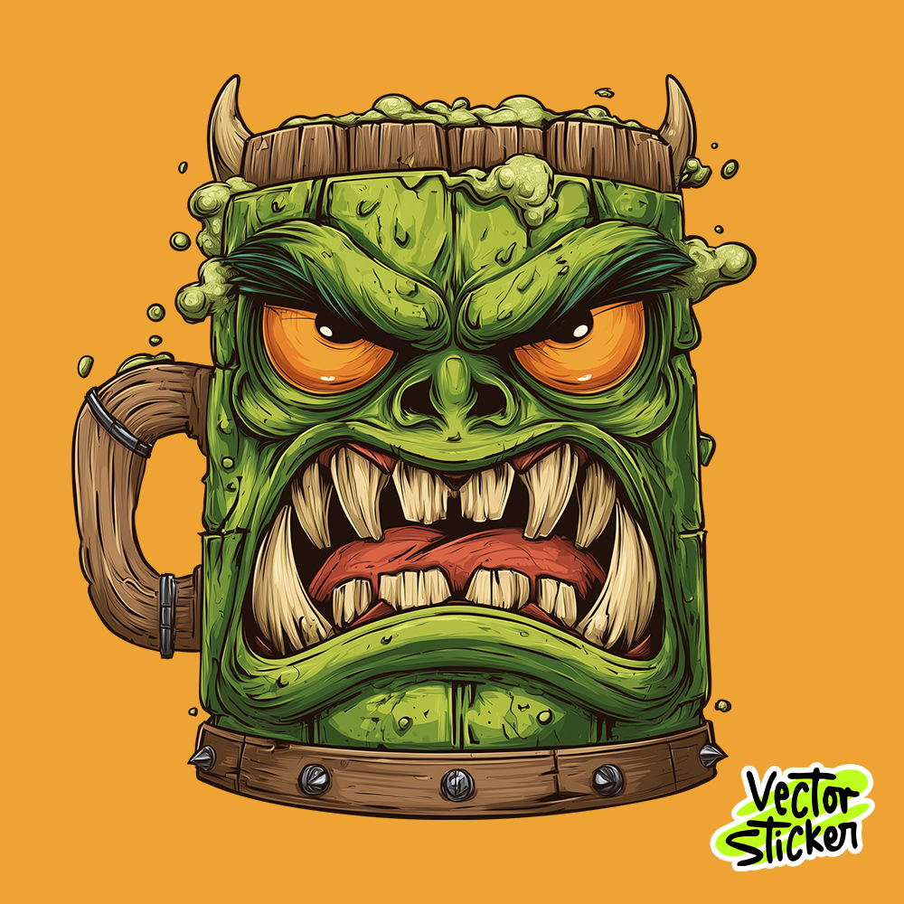 Monster Mug Vector Sticker