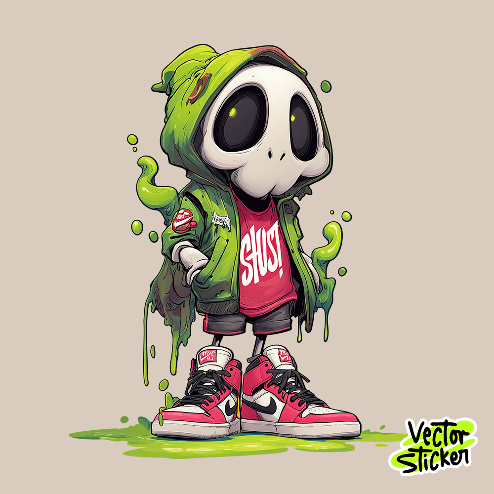 Ghost Streetwear Cartoon Sticker Design