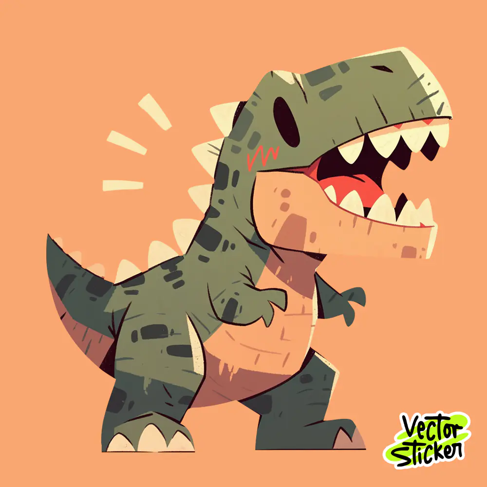 Cute T-Rex Cartoon Sticker