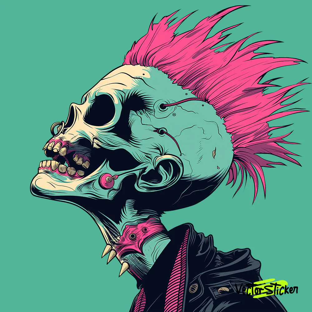 Skull with Pink Mohawk