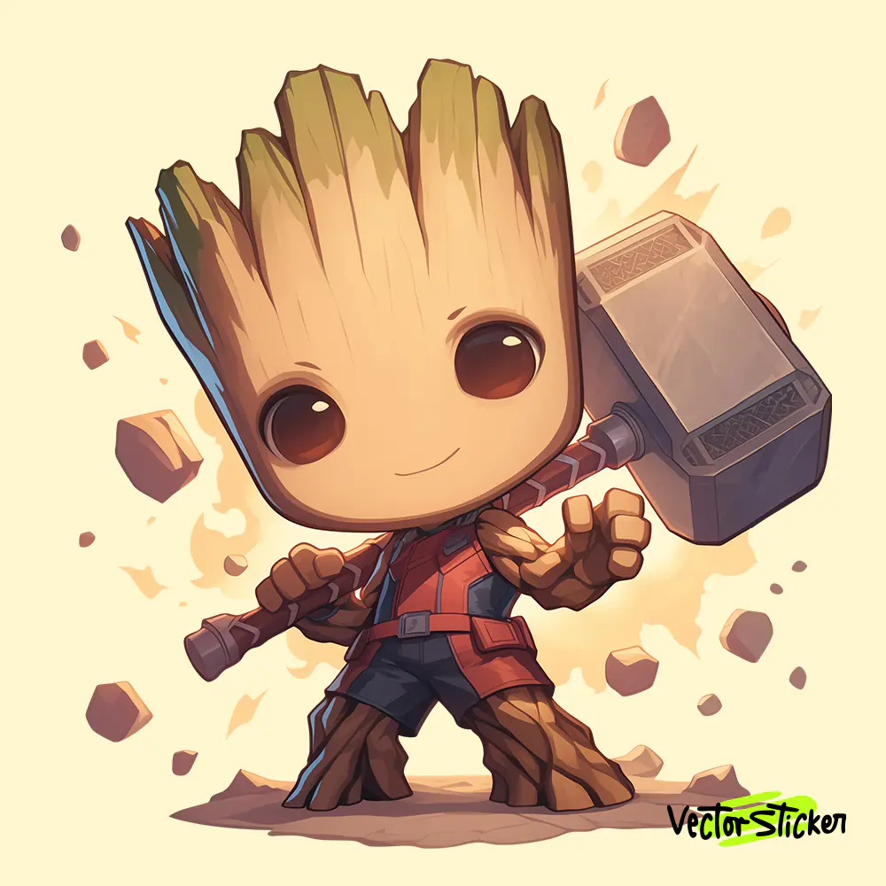 Groot with Mjolnir