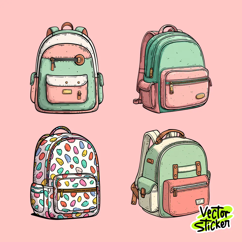 Pastel School Backpack Pack – Cute Kids Sticker Set