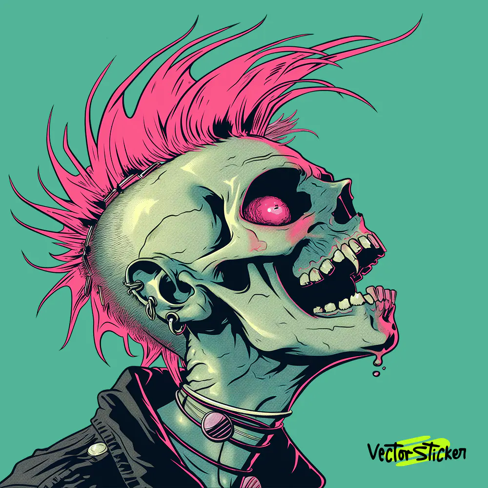 Skull with Pink Mohawk II