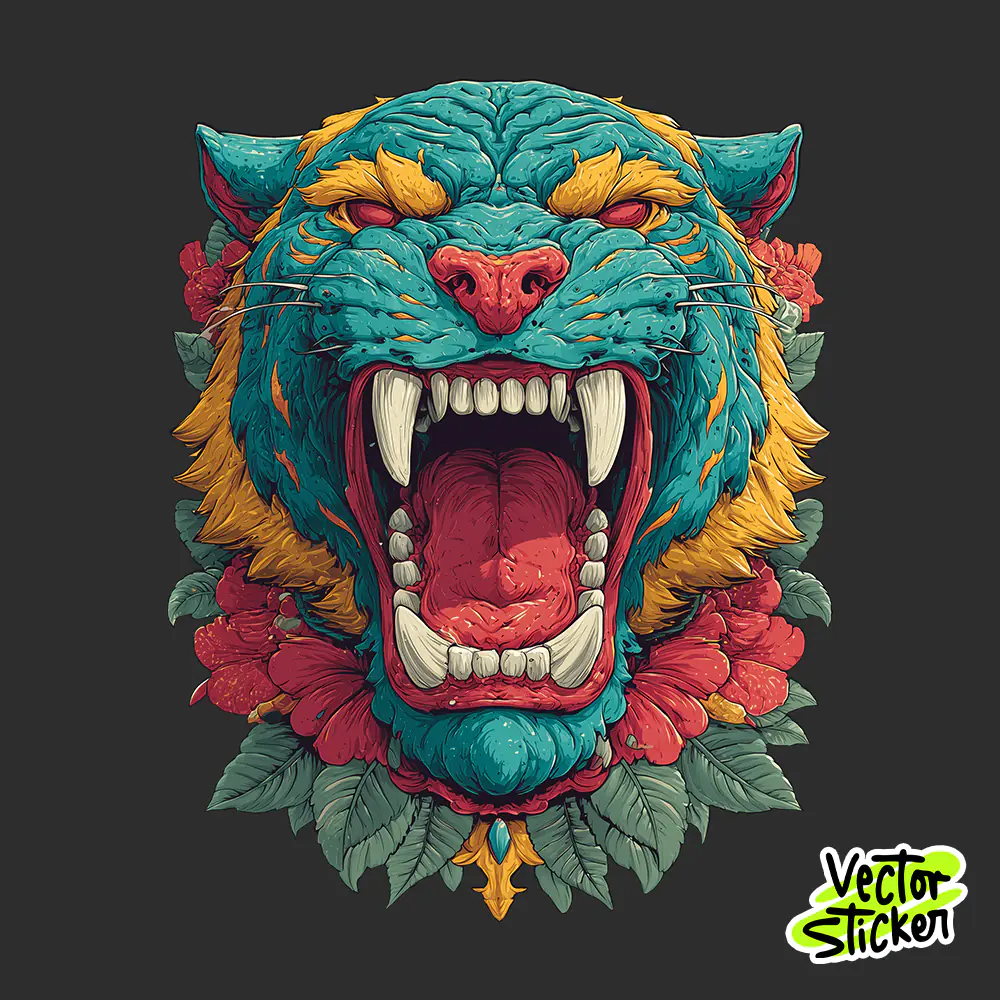 Free Premium T-Shirt Designs – Roaring Blue Tiger Illustration