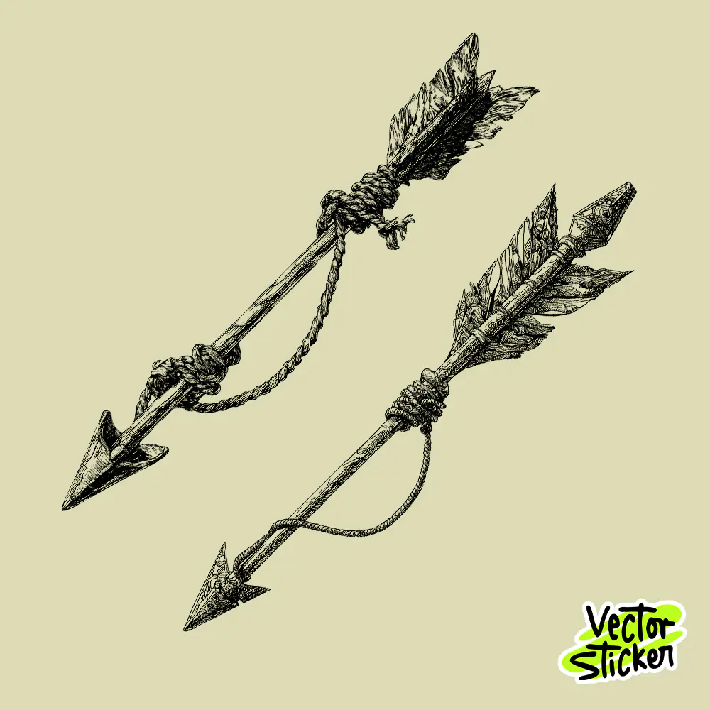 Crossed Arrows Vintage Vector – Tribal Weapon Symbol Design