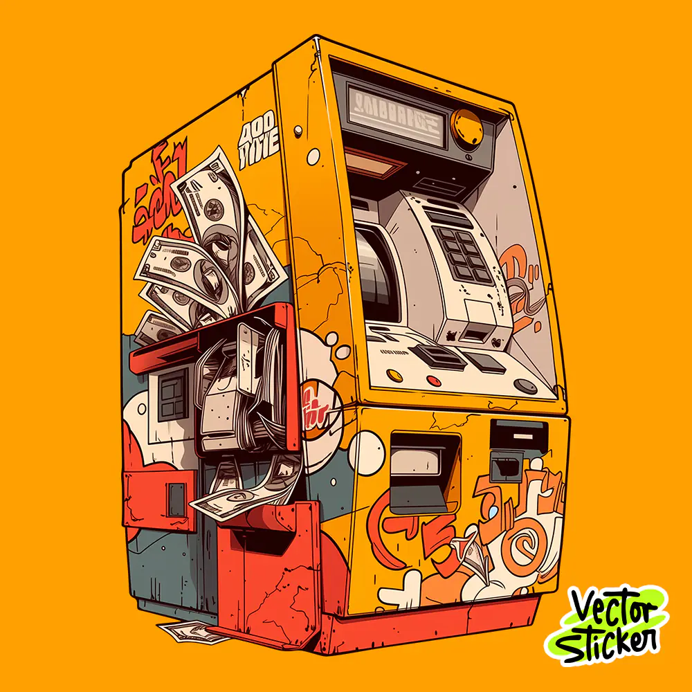 Graffiti Cash ATM Machine Sticker Free PNG | VectorSticker