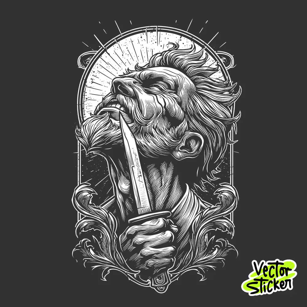 Vintage Knife Man T-Shirt Design PNG – Dark Retro Illustration for Streetwear