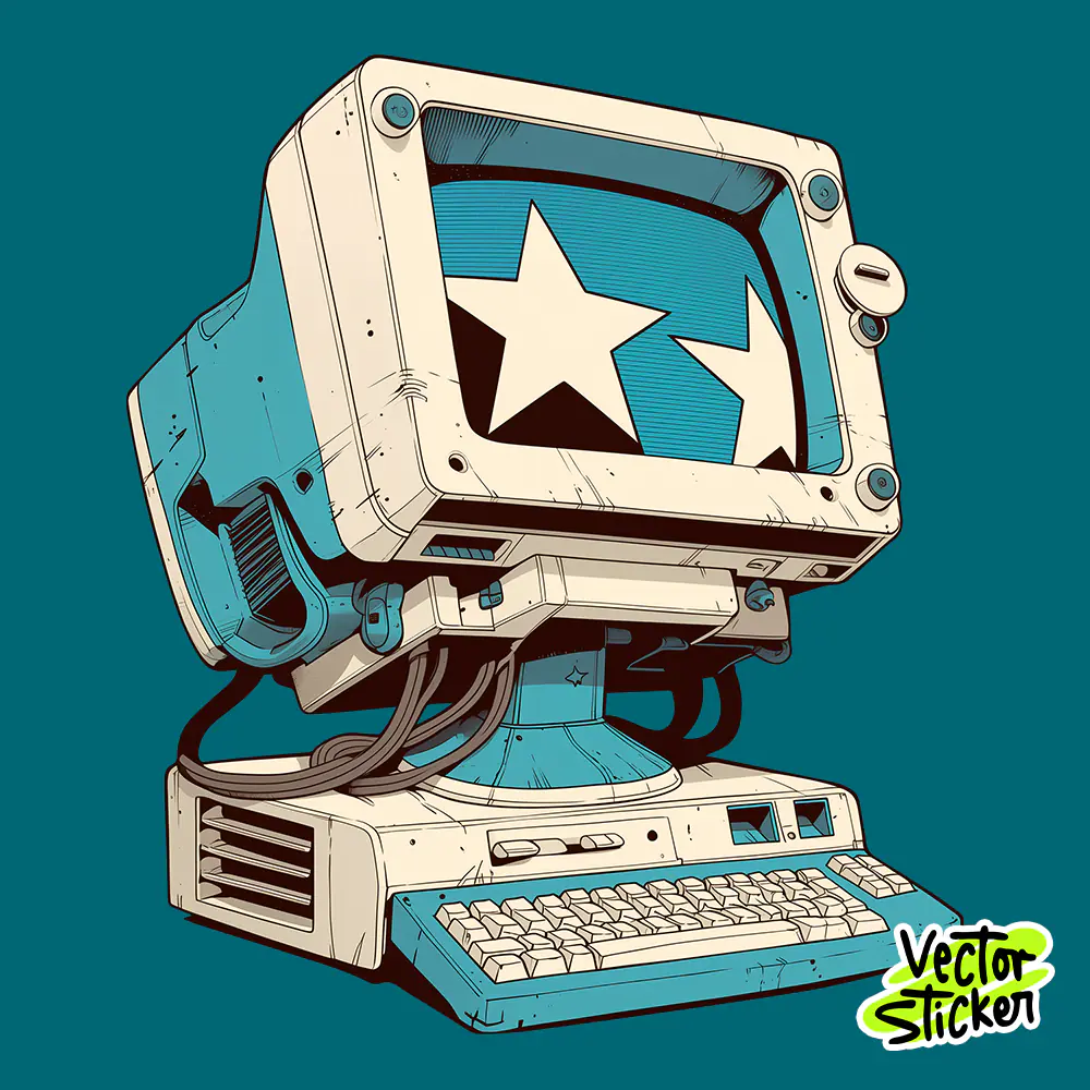 Retro Desktop Computer Sticker 80s Tech Free PNG | VectorSticker