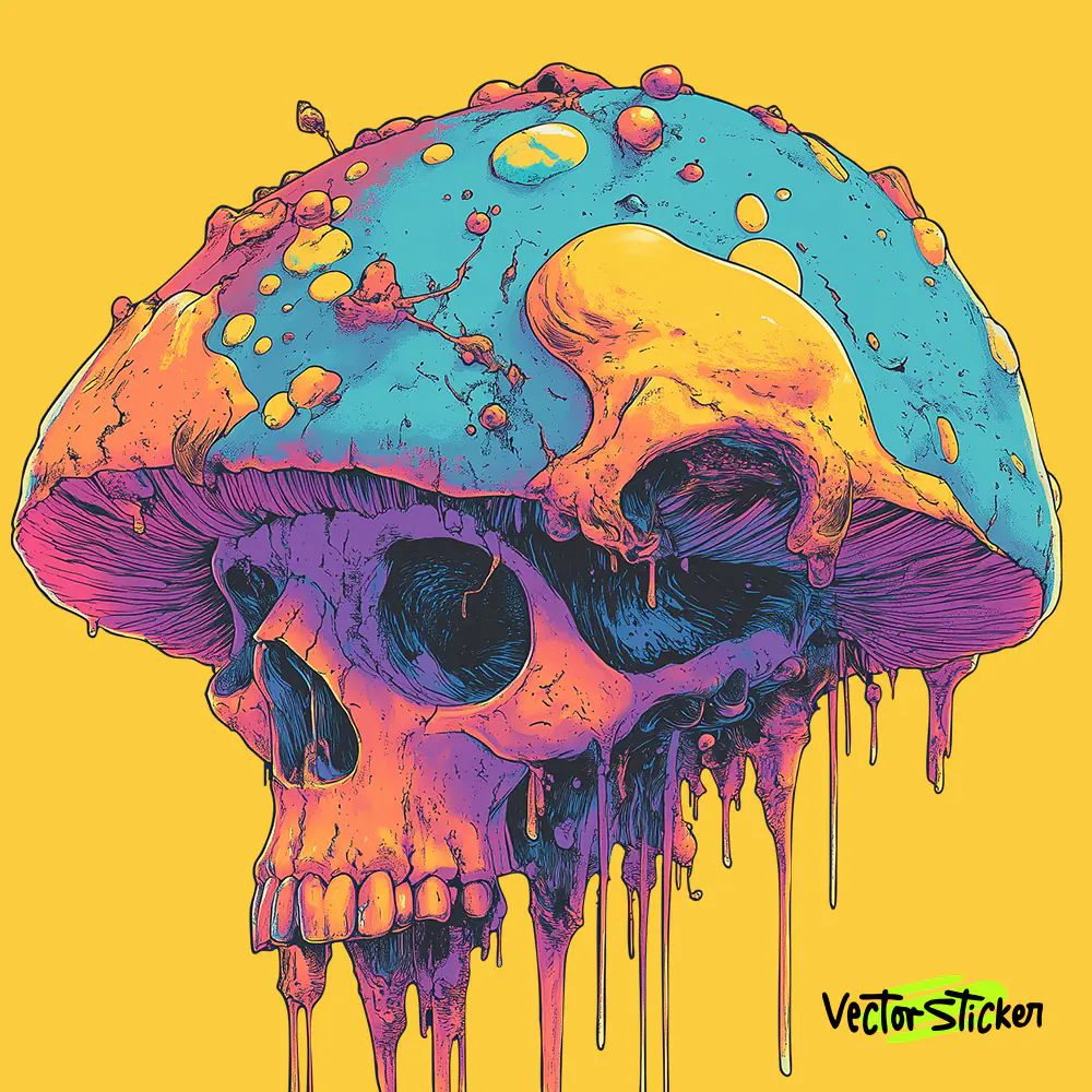 Mushroom Skull Illustration